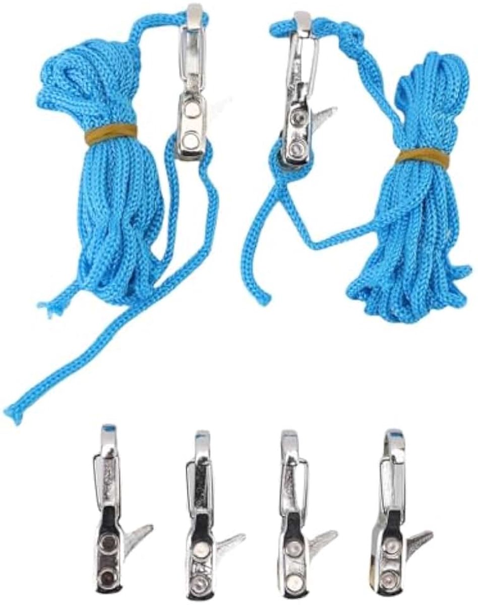 4 Pack Koorddunder met Nylon Touw, Opbergkast, Roestvrij Staal, Touwafvoers voor Camping Varen, Moeiteloos Touwaanpassing, Marien Messing Roller, Past 3 Mm 4 Mm Touwen