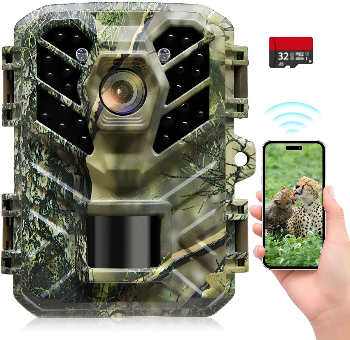 JCP® Wild Camera - Wildcamera met Nachtzicht - Wildcamera voor Buiten - Groen - 8cm x 5cm x 13cm