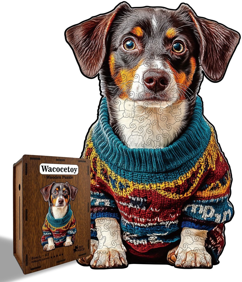 Casalora Houten Puzzel Teckel 201 Stukjes - Dieren Legpuzzel Volwassenen -L