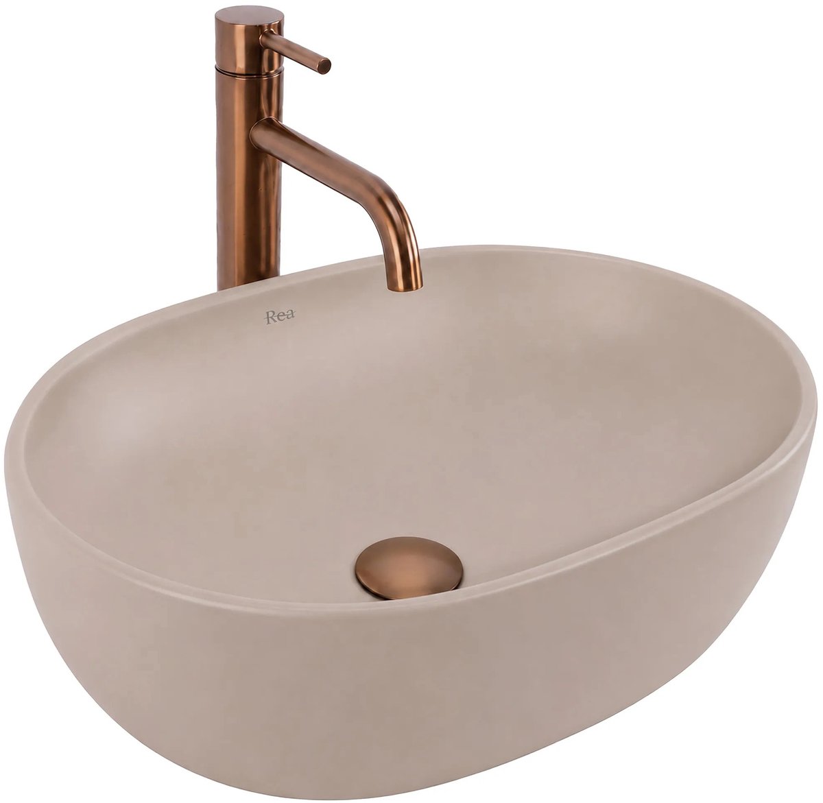Rea - Wastafel Focus Taupe, Ovaal - 38,5 x 34,5 x 18,5 cm
