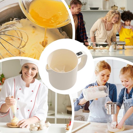 Elektrische Eierklopper - Keukenmixer Draadloos - Mengen en Schuimen - Zelfreinigend Systeem - 1 Liter Capaciteit - Beige — afbeelding 3