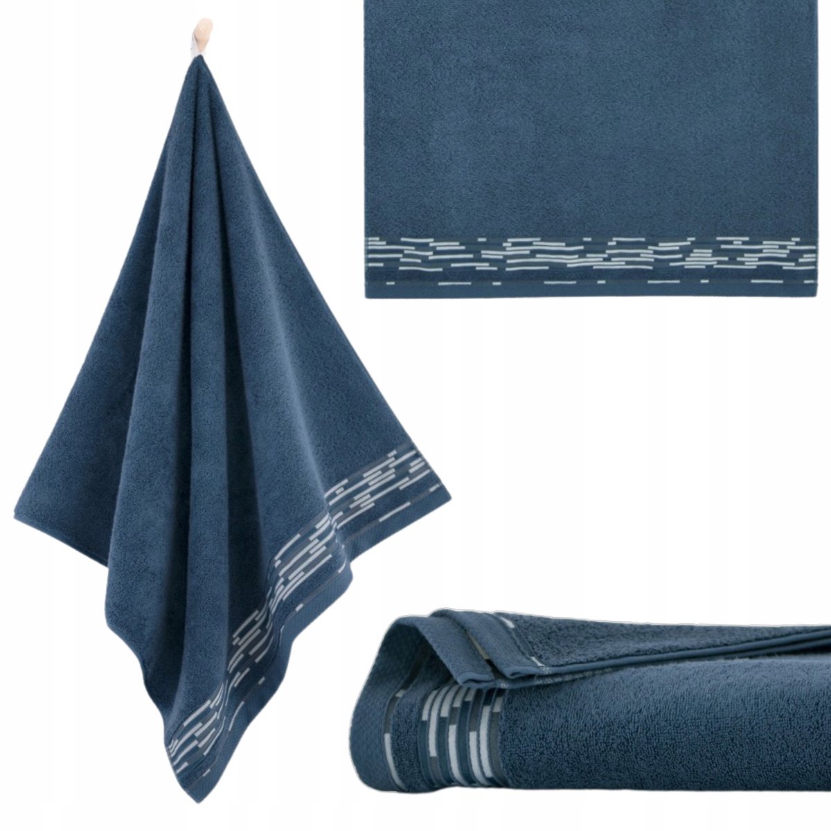 Zwoltex GrafiK handdoek 30x50 cm badstof, Egyptisch katoen, indigo