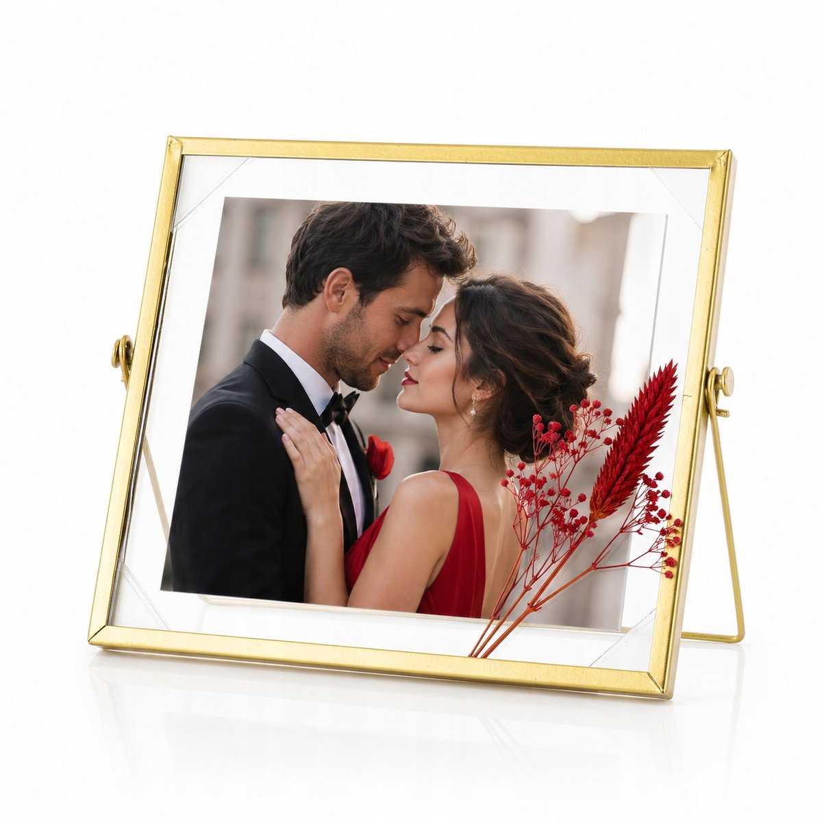 Gouden metalen fotolijst 17x24 cm met float-effect voor 18x13 cm foto