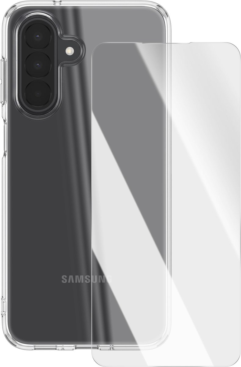 Mayaxess, Beschermpack Geschikt voor Samsung Galaxy A27 met Hoesje en 9H Gehard Glas, Transparant