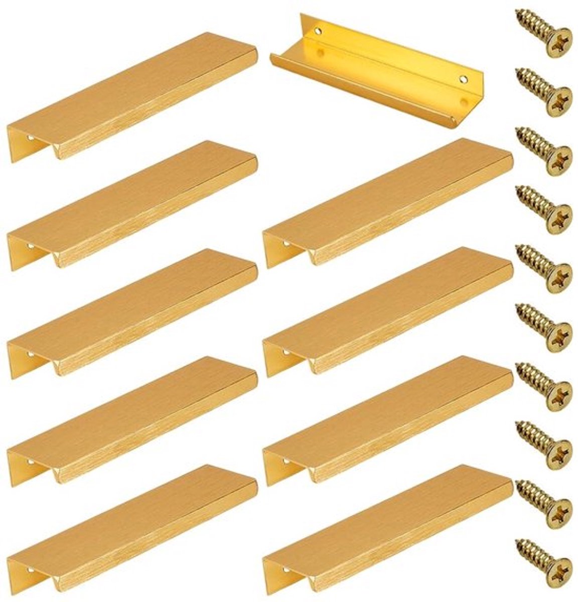 Keukenkasthandgrepen Set van 10 Stuks - 12 cm Lengte - Moderne Metalen Meubelgreep - Gouden Rand - Hoogwaardige Legering - Inclusief Schroeven - Meubelgrepen