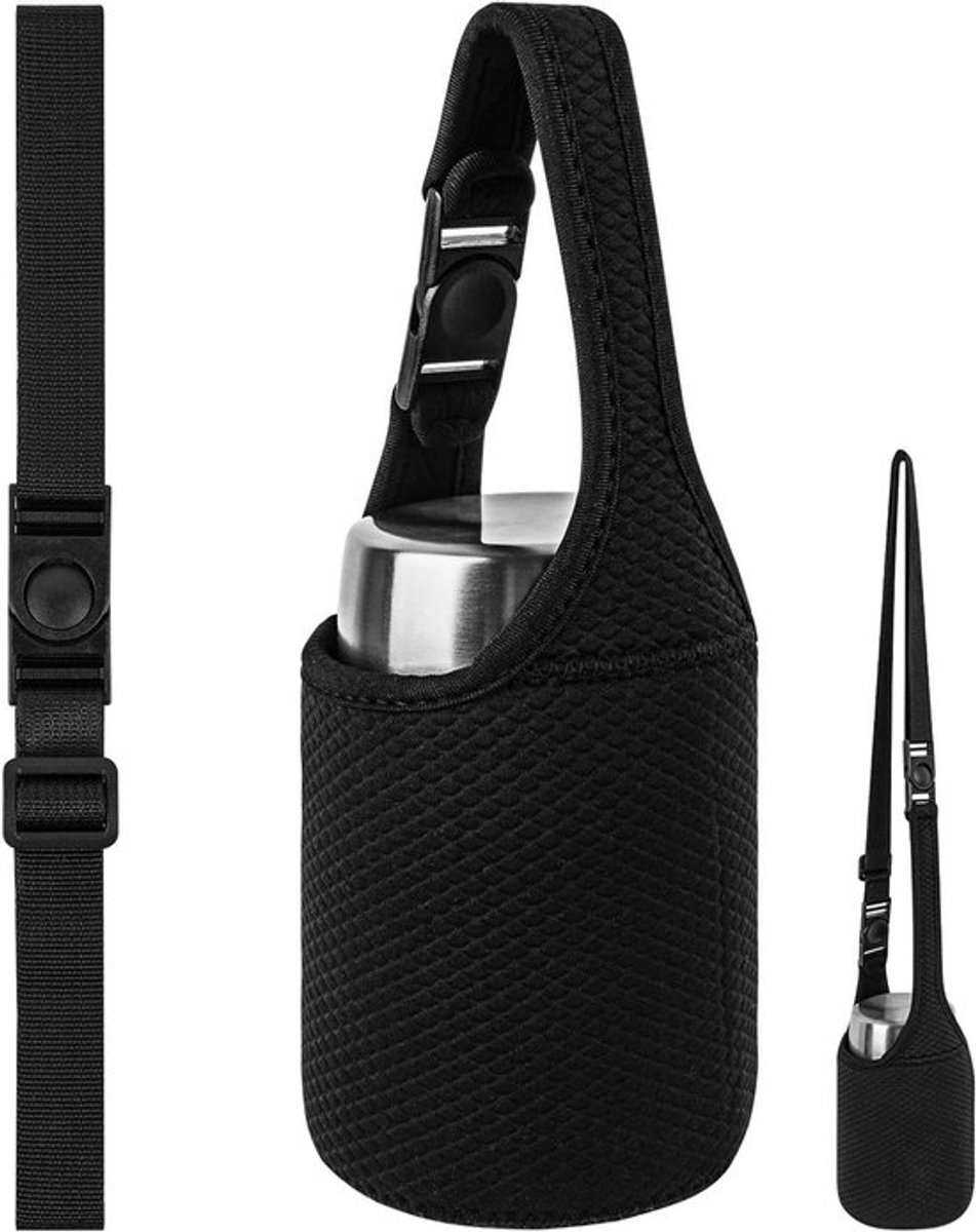 Geïsoleerde voedselpot draagtas - Neopreen - Kleine lunchtassen - Zwart - Vrouwen - 2 manieren - Schouderriem - Compatibel met Thermoskan - Rood - 24oz - 16 oz