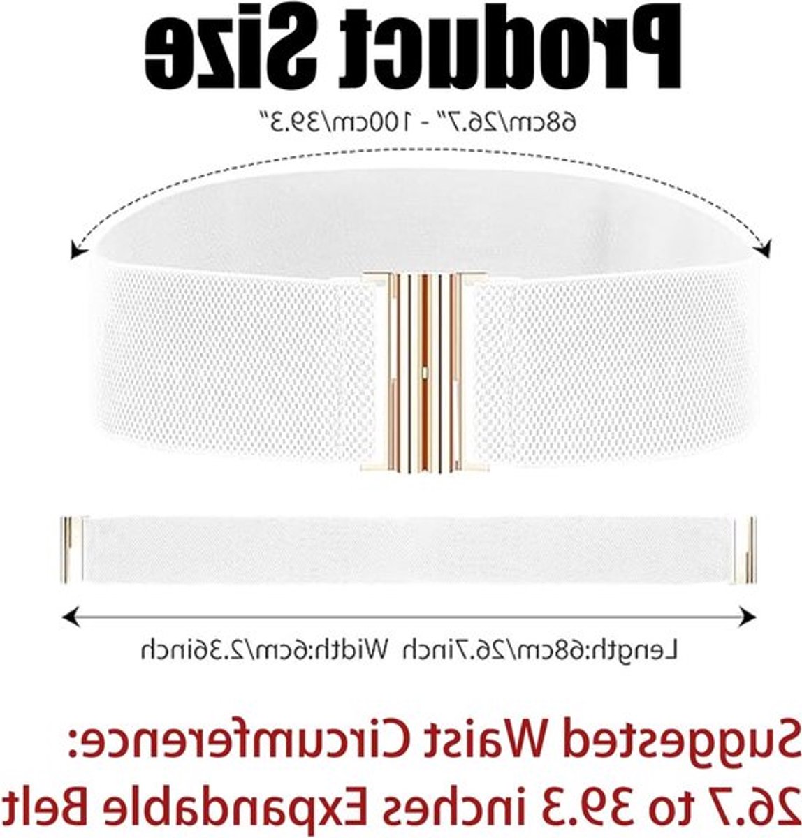 Stijlvolle vintage brede elastische tailleband voor dames, verstelbare tailleband met eenvoudige gesp, zwart/wit, perfect voor elke outfit