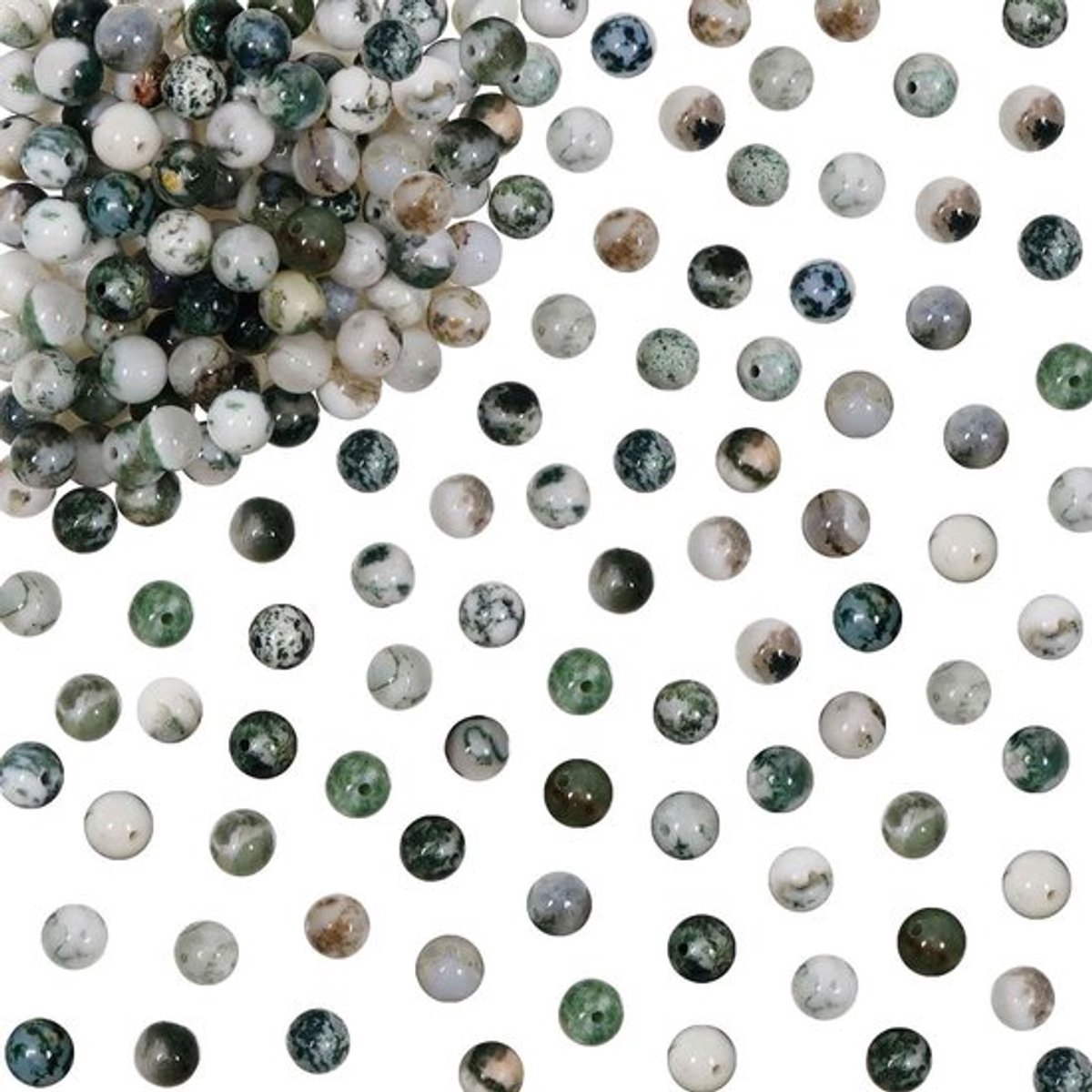 Agaatkralen 100 stuks - Natuurlijke Boomgroene Kralen - 6 mm - Edelkristallen - Voor Sieraden Maken - Creatieve Knutselprojecten