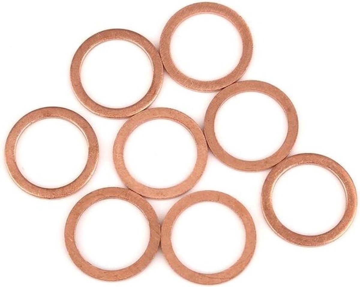 Koperen sluitring - Auto-onderdelen - Plat - Afdichting - Sluitring - 18x24x1,5 mm - Geschikt voor auto - Koper - 8 stuks platte afdichtringen.