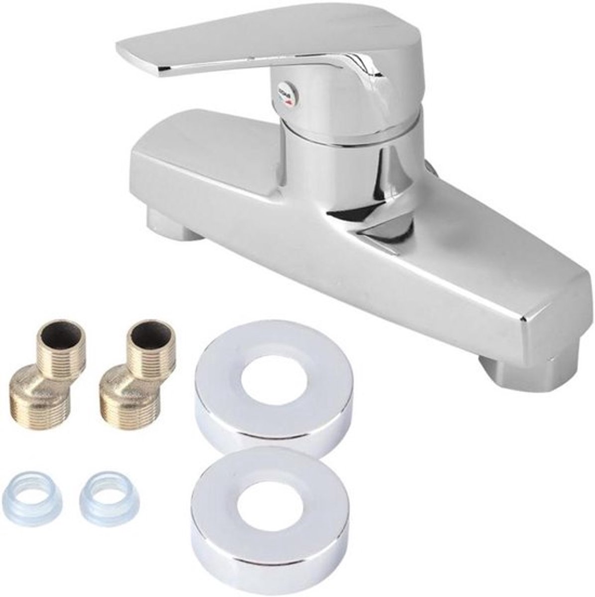Warm en koud water kraan voor douche en badkamer, zinklegering, muur gemonteerd.