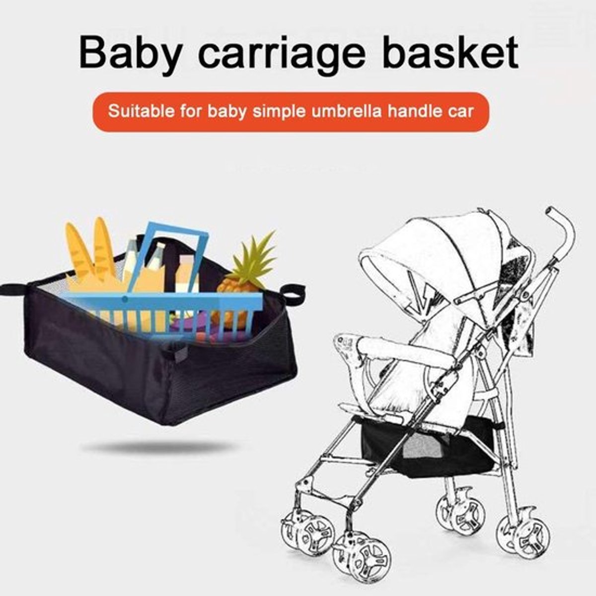 Kinderwagenmandje Stevig en Duurzaam - Opbergtas - Organizer - Polyester - Lichtgewicht - Modieus Ontwerp