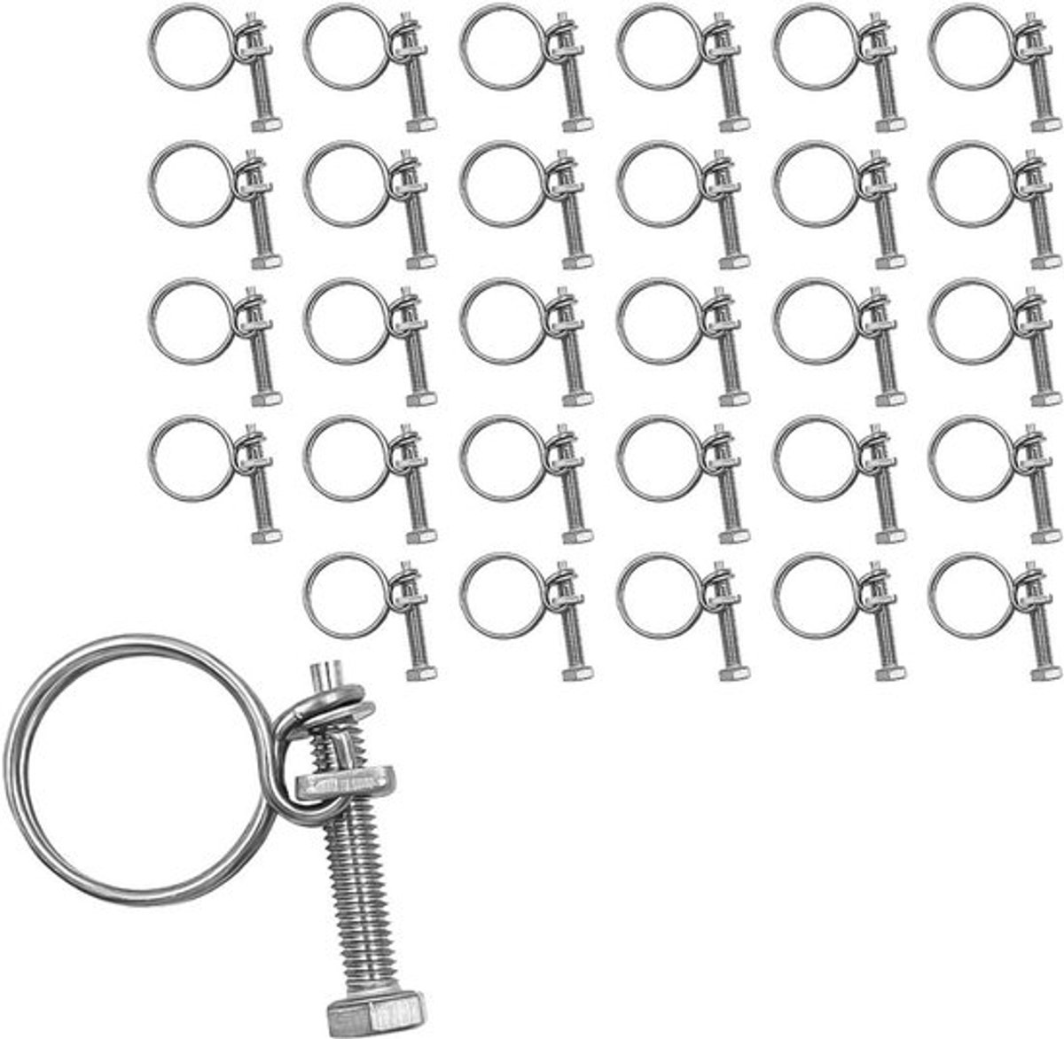 Dailygoods- Draadslangklemmen 30 Stuks - Verstelbare Slangklemmen