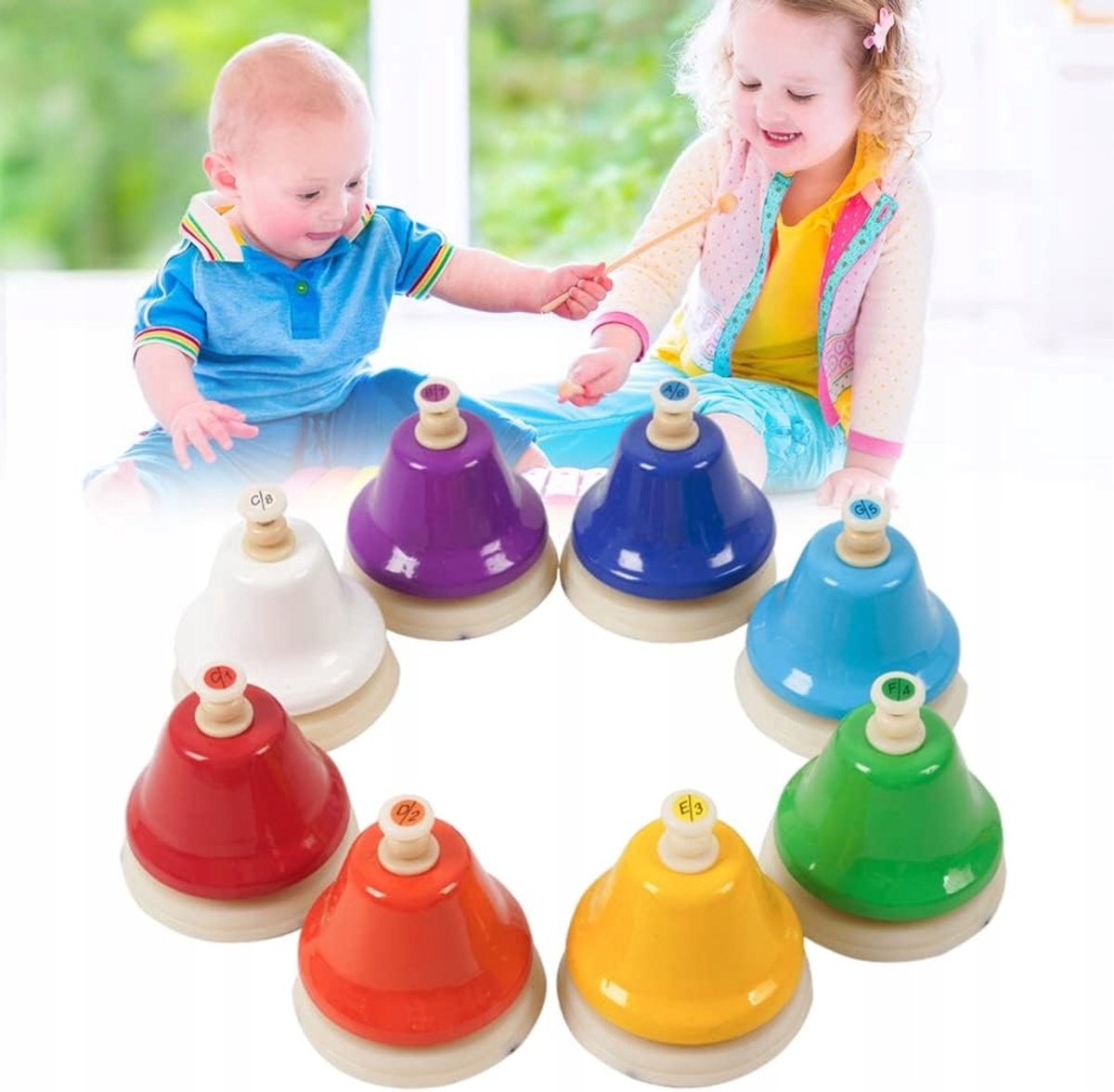 Handbellen Set - Muziekbellen - 8 Stuks - C Octaaf - Kleurrijk - Educatief Speelgoed Voor Kinderen - Muziekonderwijs - Percussie - voor Peuters en Kleuters