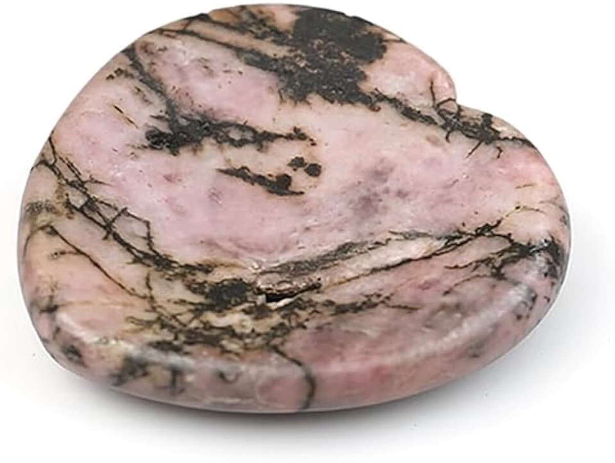rhodochrosiet hart, natuursteen, gepolijst kristal met energie-eigenschappen, gepolijst hart, steen, zorgen, hart, 4 x 4 x 0,7 cm (rodochrosiet)