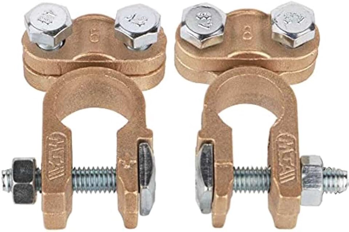 1 Paar Auto Batterij Schroef Stapel Positieve en Negatieve Koper Batterij Kabel Terminals Connectors Auto Batterij Schroef Pilefor Auto Voertuig RV en Boot