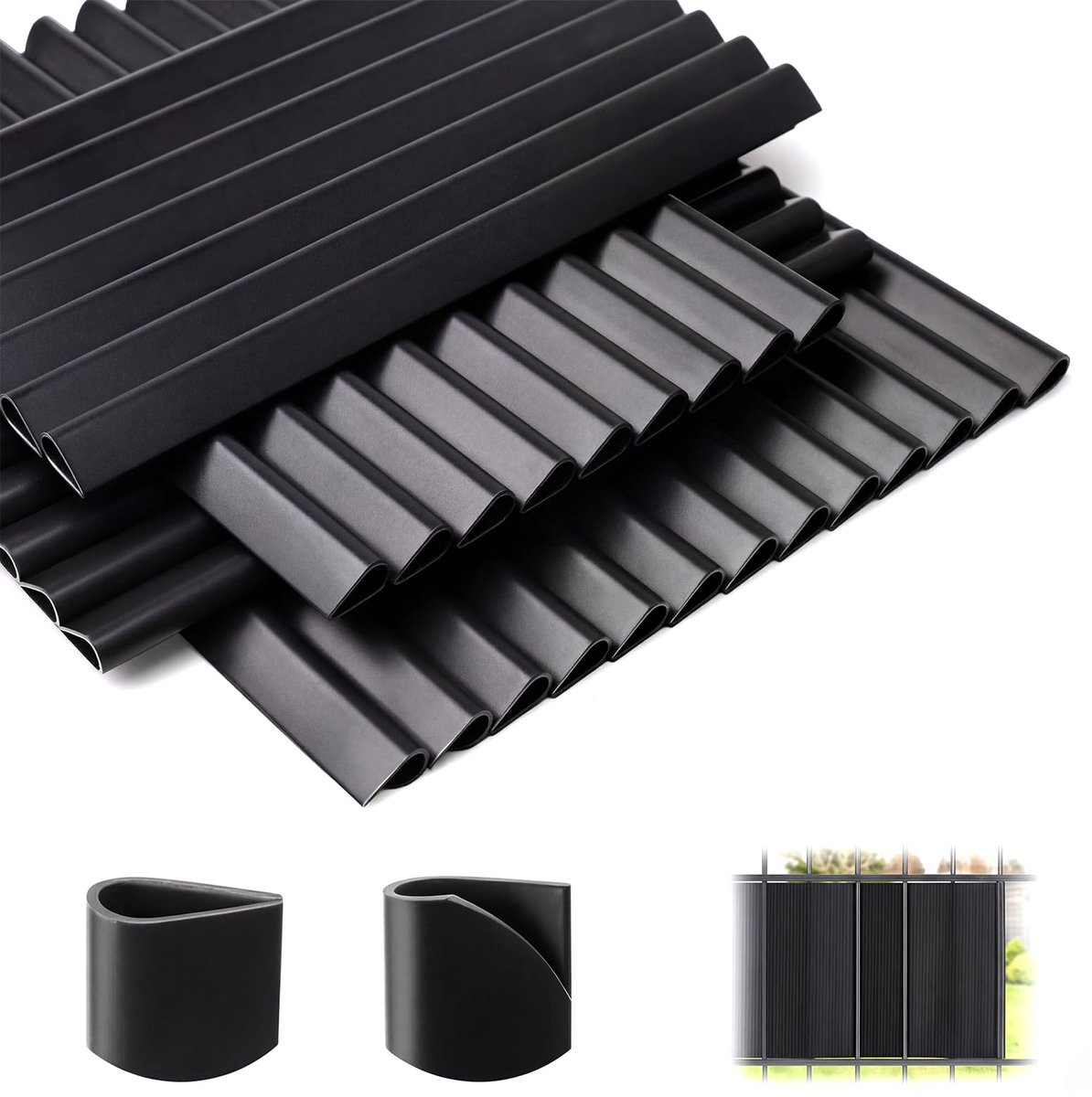 Bevestigingsclips, pvc-klemrails voor zichtwerende strips, 40 stuks bevestigingsclips, inkijkbescherming/windscherm, inkijkbeschermingsstrips voor dubbele staafmatten in de tuin, zwart