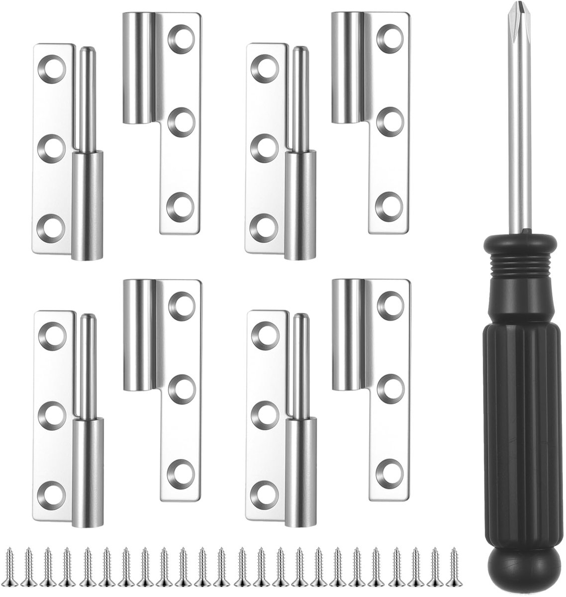 Deurscharnieren Klapbaar RVS Scharnieren, Scharnierstrips, Roestvrij Staal Scharnieren voor Ramen, Kasten, Houten Kisten, Inclusief Schroeven