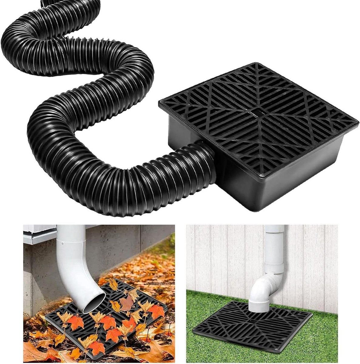 Regenpijp Verlenger - Flexibele Set - Water Afvoeren - Verlengbaar tot 155 cm - 23 x 23 x 6 cm