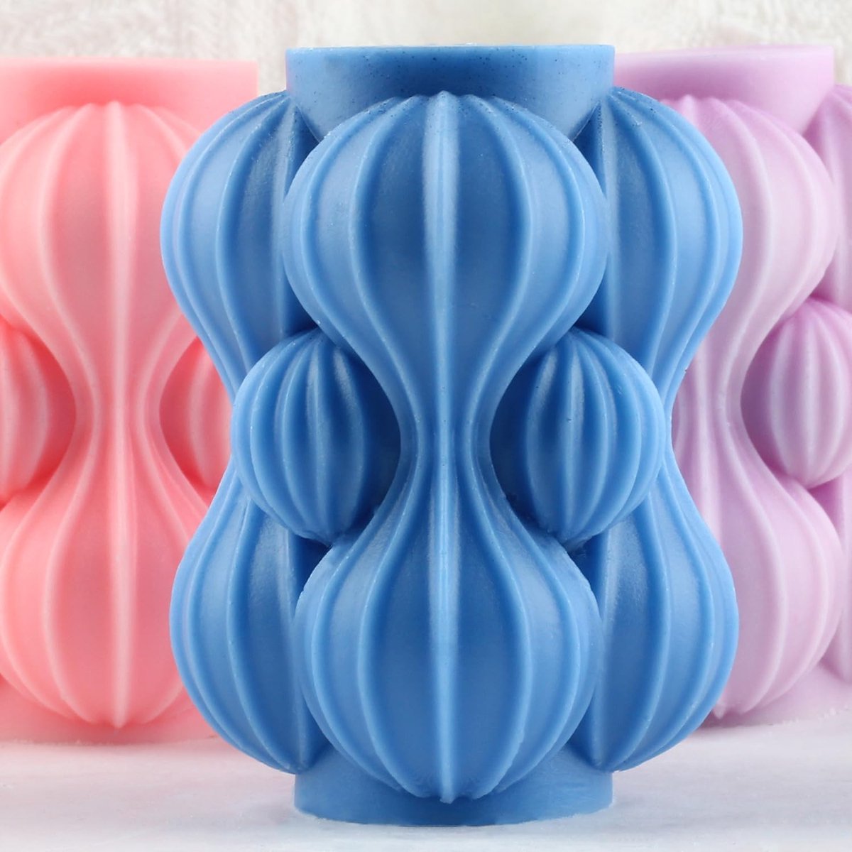 XIAOSHUI Wavy Candle Shape Geometric Wave Candles Silicone Shapes Geometric Column Resin Mould for Candles Home - ShopVlot