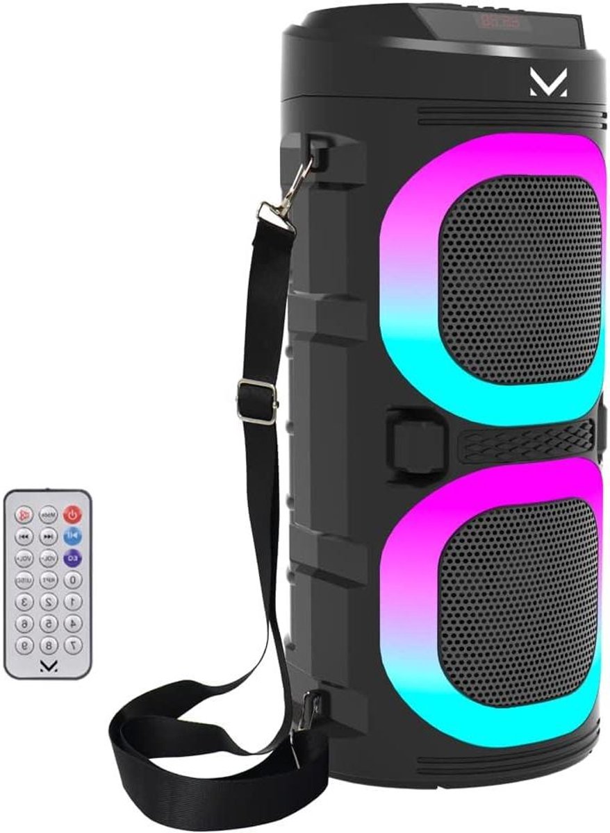 Draagbare Bluetooth Luidspreker - Party Speaker Muziekbox - Muziek Afspelen Buiten - Met Lichteffecten Microfoon - 41.5 cm Hoog - Zwart