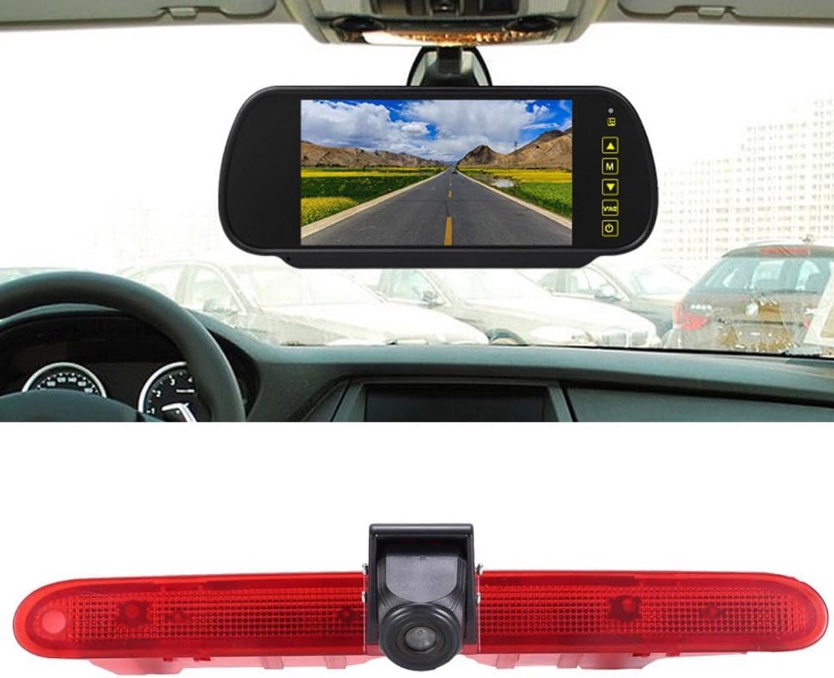 Brake Light Rear Camera Brake Light Camera + 7 Inch LCD Rear View Mirror Replacement for Peugeot Partner 2 II Tepee - ShopVlot