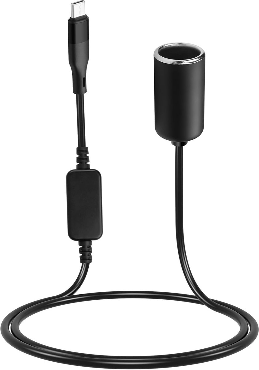 CERRXIAN 3,2 voet USB-C-stekker naar 12 V 18 W sigarettenaansteker-bus, adapter, stroomkabel voor dashcam - ShopVlot