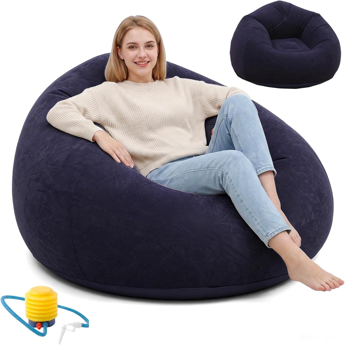 Inflatable Sofa, Portable Inflatable Sofa with Air Pump, Inflatable Lounger for Camping, Beach and Pool, Suitable for - ShopVlot