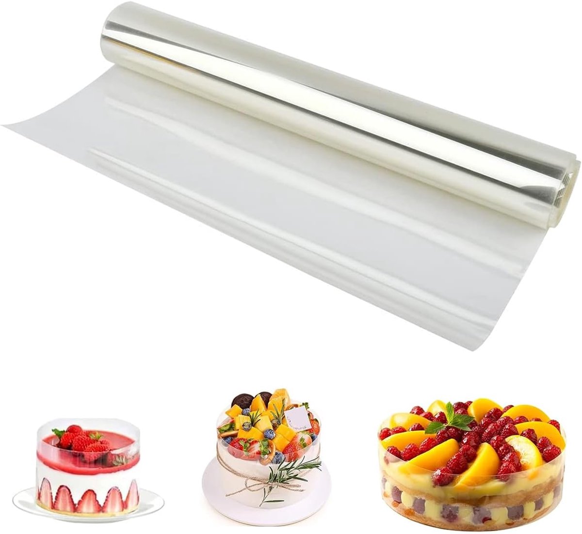 Tortenrandfolie 20cm x 5m Transparante Taartfolie, Hoge Taartring Folie - ShopVlot