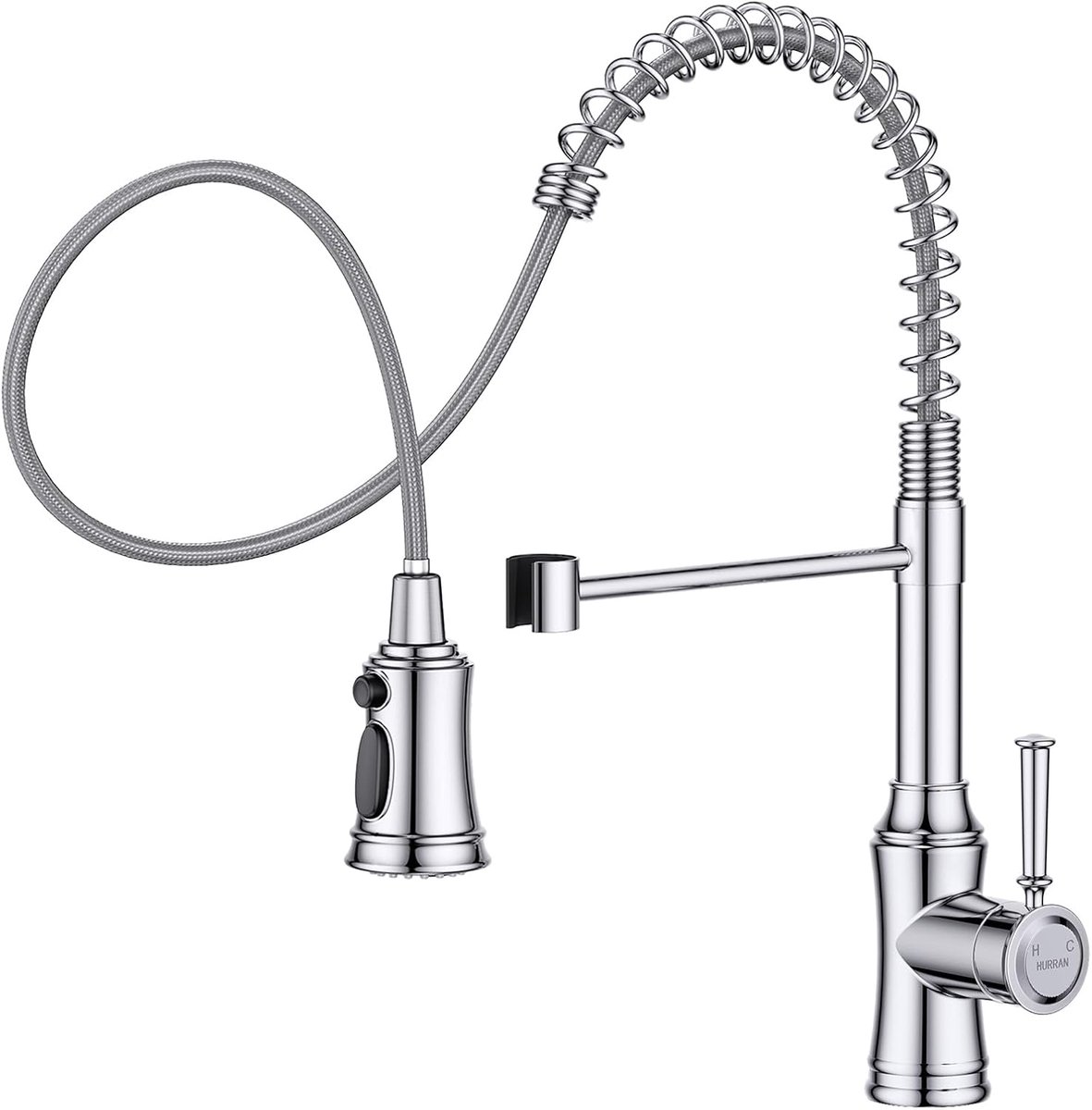 HURRAN Kitchen Faucet Chrome, Kitchen Faucet with 3 Sprinkles, High Arc Faucet Kitchen Extendable with 360° Rotatable - ShopVlot