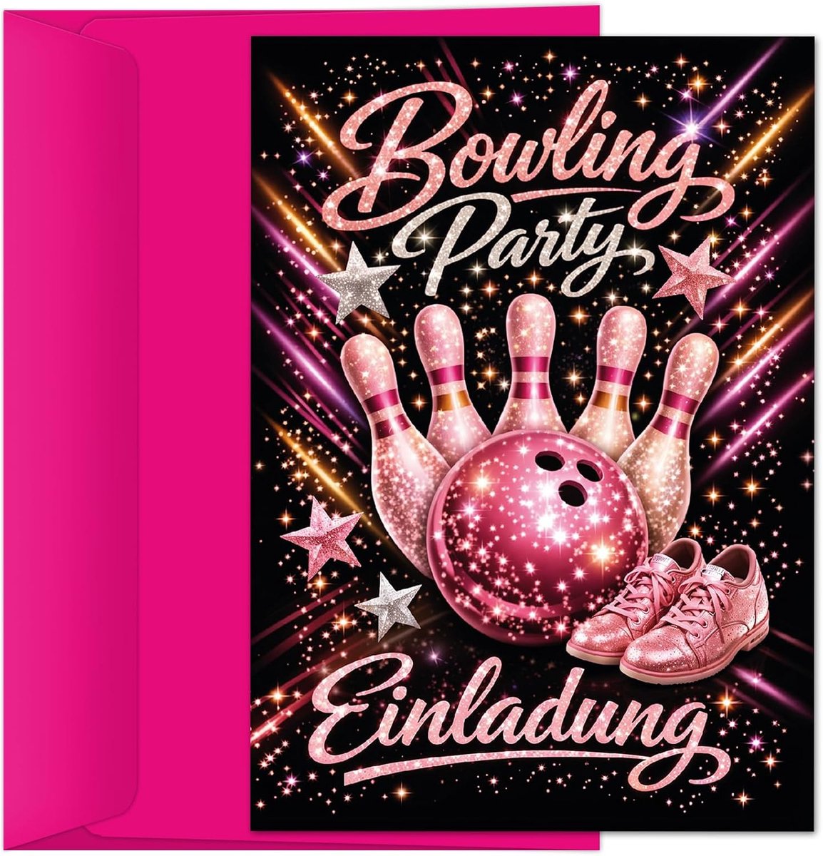 8 uitnodigingskaarten kinderverjaardag incl. 8 enveloppen bowling meisjes jongens kinderen bowlingparty uitnodigingen - ShopVlot