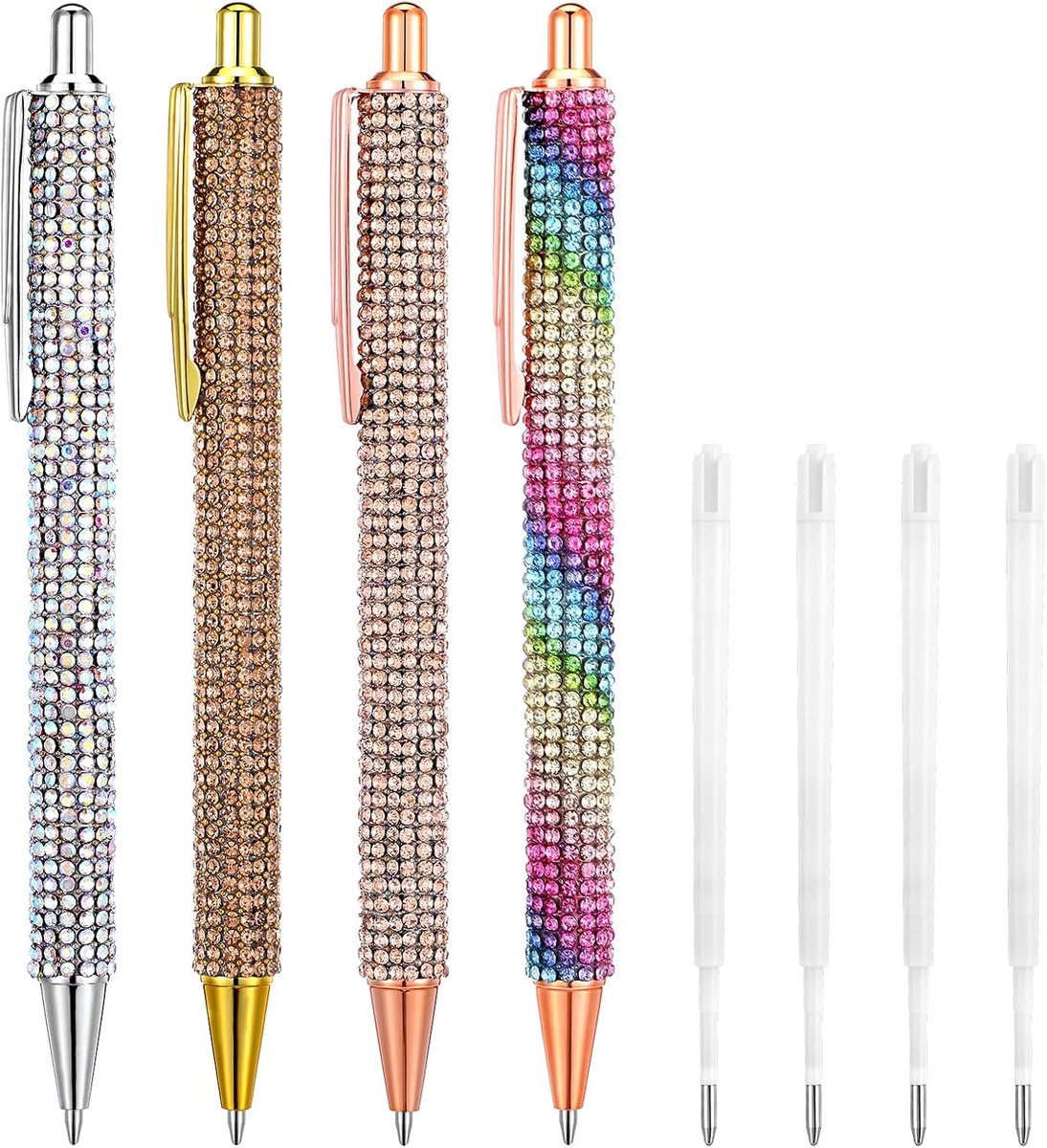 Balpen set 4 stuks - rhinestone design - glitterend en sprankelend - comfortabel schrijven - ShopVlot