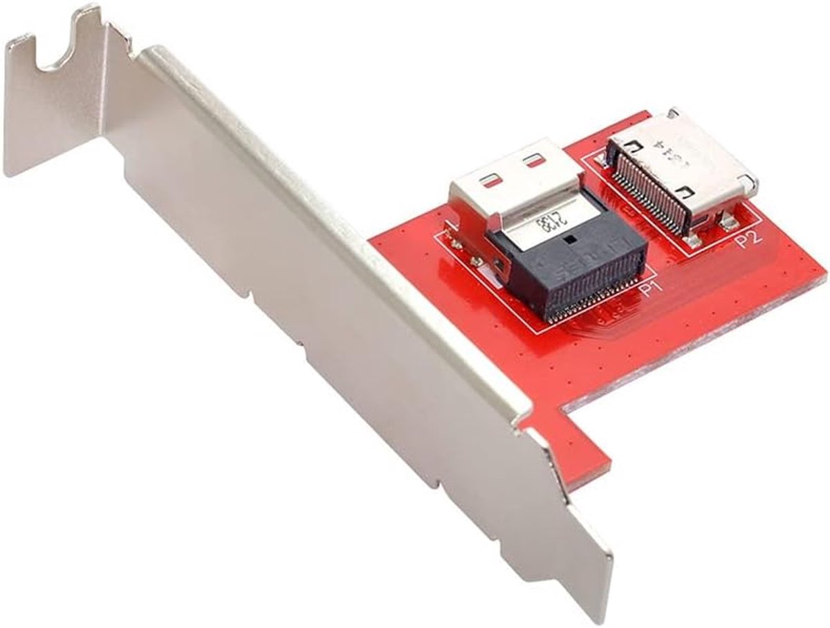 PCI-Express 4.0 Slimline SAS SFF-8654 to Oculink SFF-8611 SFF-8612 PCBA Female Adapter with Bracket - ShopVlot