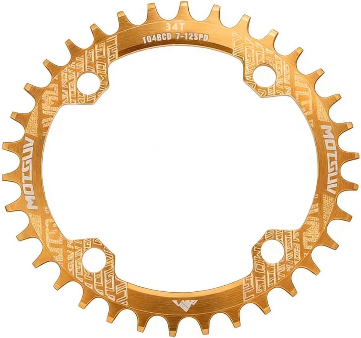 104 BCD 34T Narrow Wide Chainring, Oval, Bicycle Single Chainring (Gold) - ShopVlot