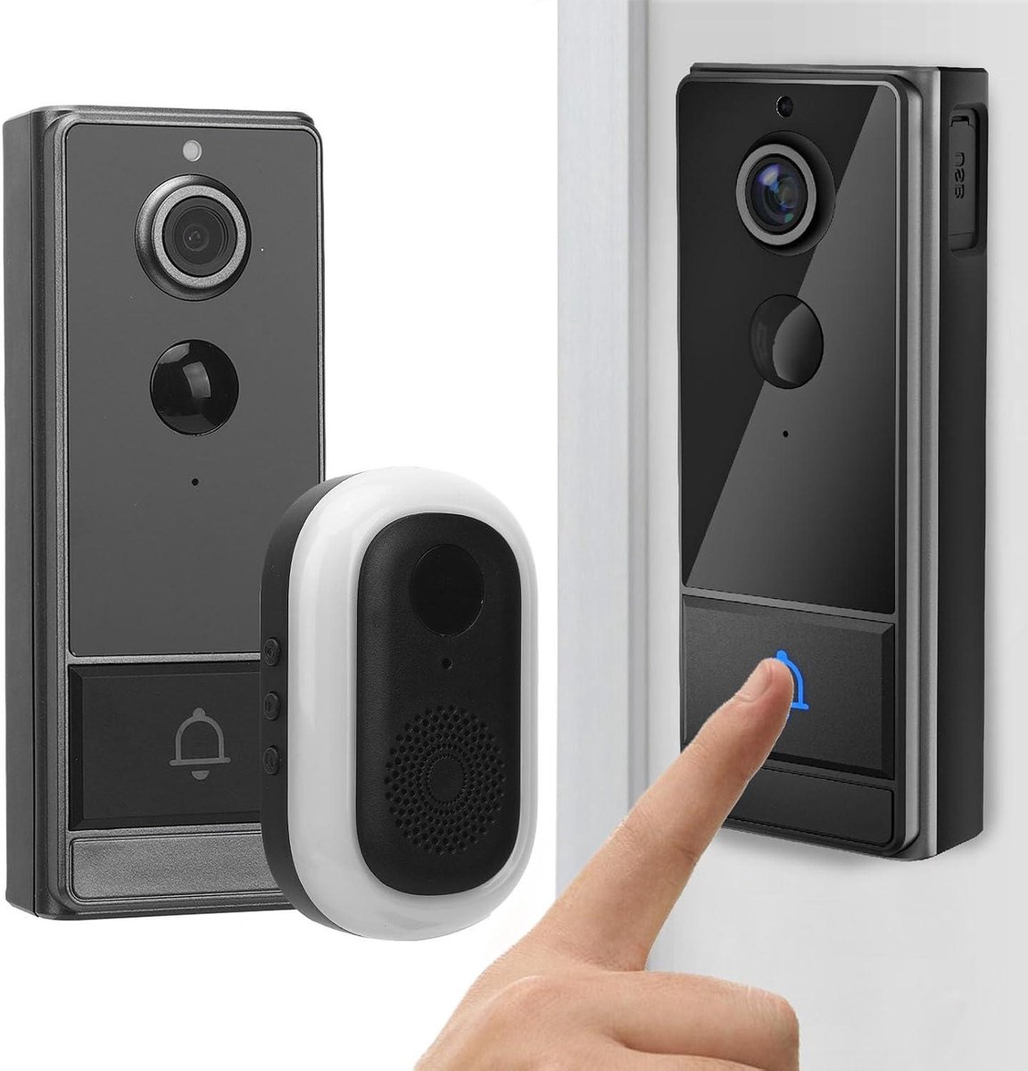 Videodeurbel met WiFi - Slimme deurbel Beveiligingscamera - Huisbeveiliging - Tweeweg Audio - 120 Graden Lens - Zwart