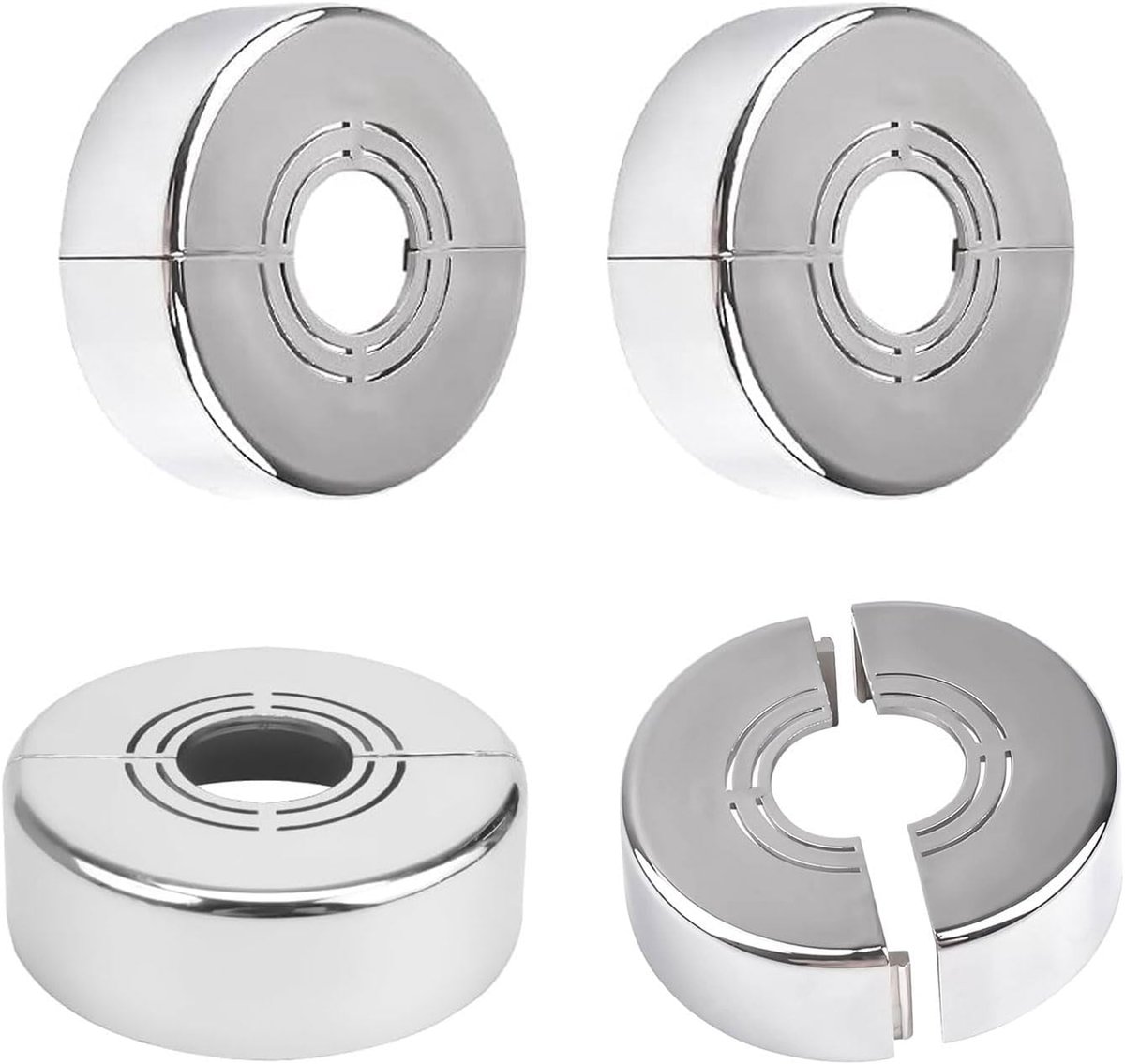 JOYOLA 4pcs Wall Split Flange, 70x30mm Split Pipe Cover, Round Rosette Plate Cover Buckle, No Drilling, Shower Arm - ShopVlot