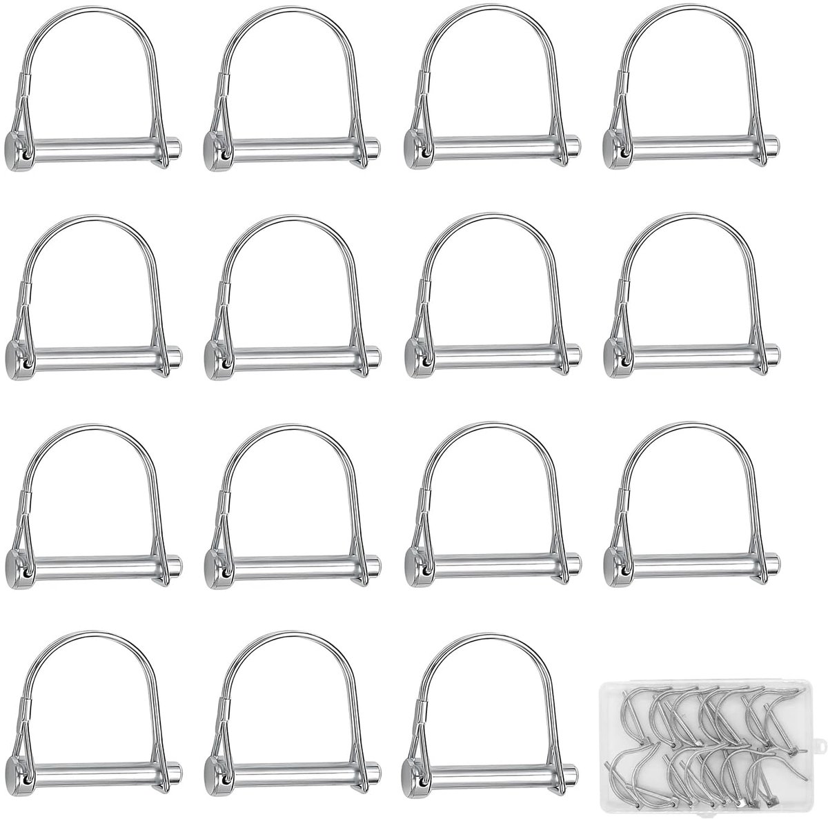 JOYOLA Pack of 15 Locking Pins with Lock, Galvanized Spring Steel Bending Pins for Trailers, Agriculture, Industry as - ShopVlot