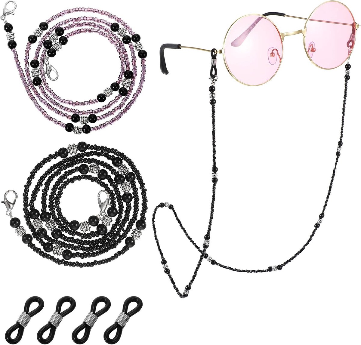 Ymapinc 2 Pcs Beads Eyeglass Chains for Women, Sunglasses Belt and Necklace, Stylish Glasses Lanyard, Women Eyeglasses - ShopVlot