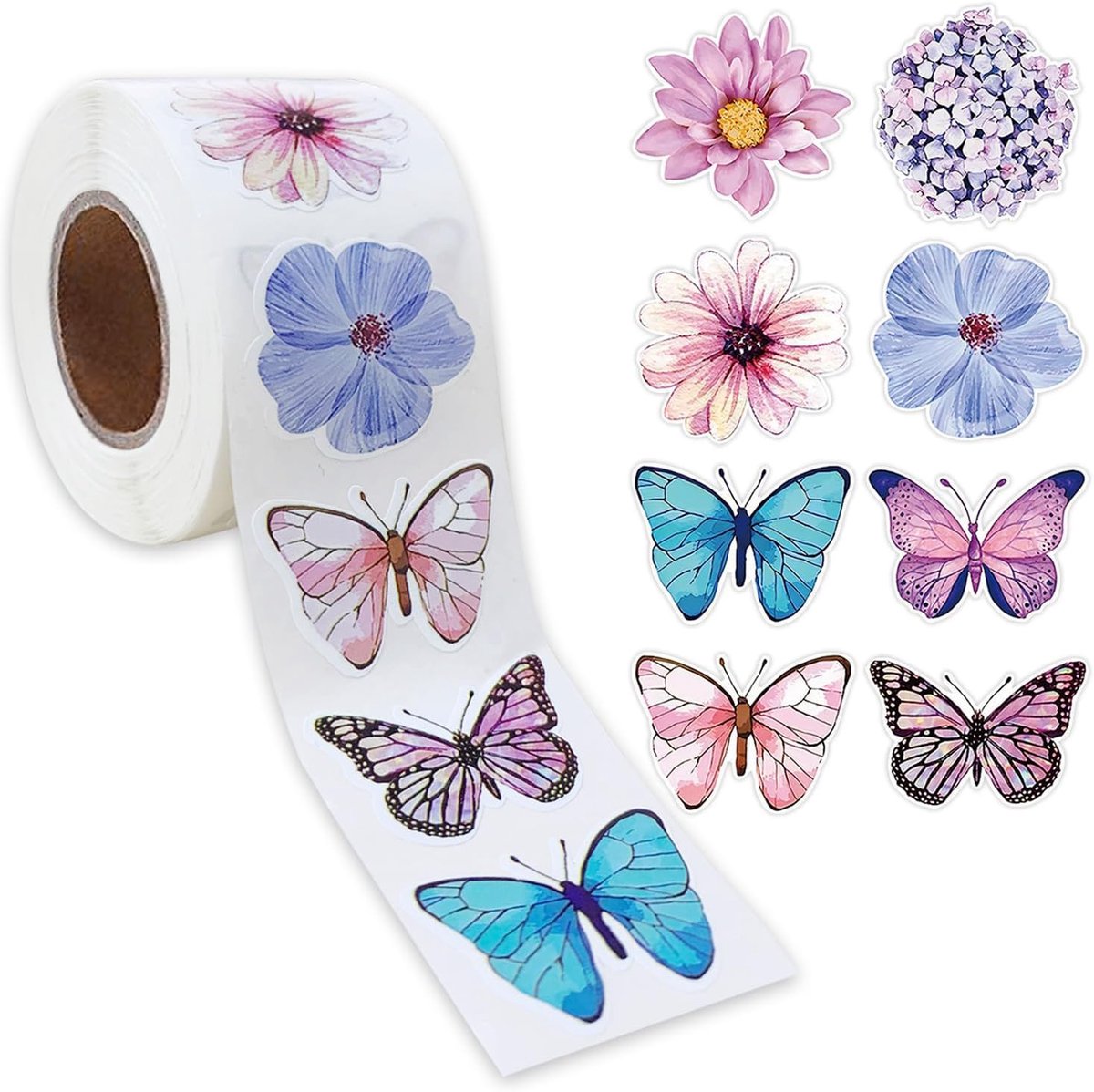 Vlinders, dieren, vlinders, rolstickers, 500 vlinder-reward-stickers, ronde papieren etiketten voor verjaardagsfeest - ShopVlot