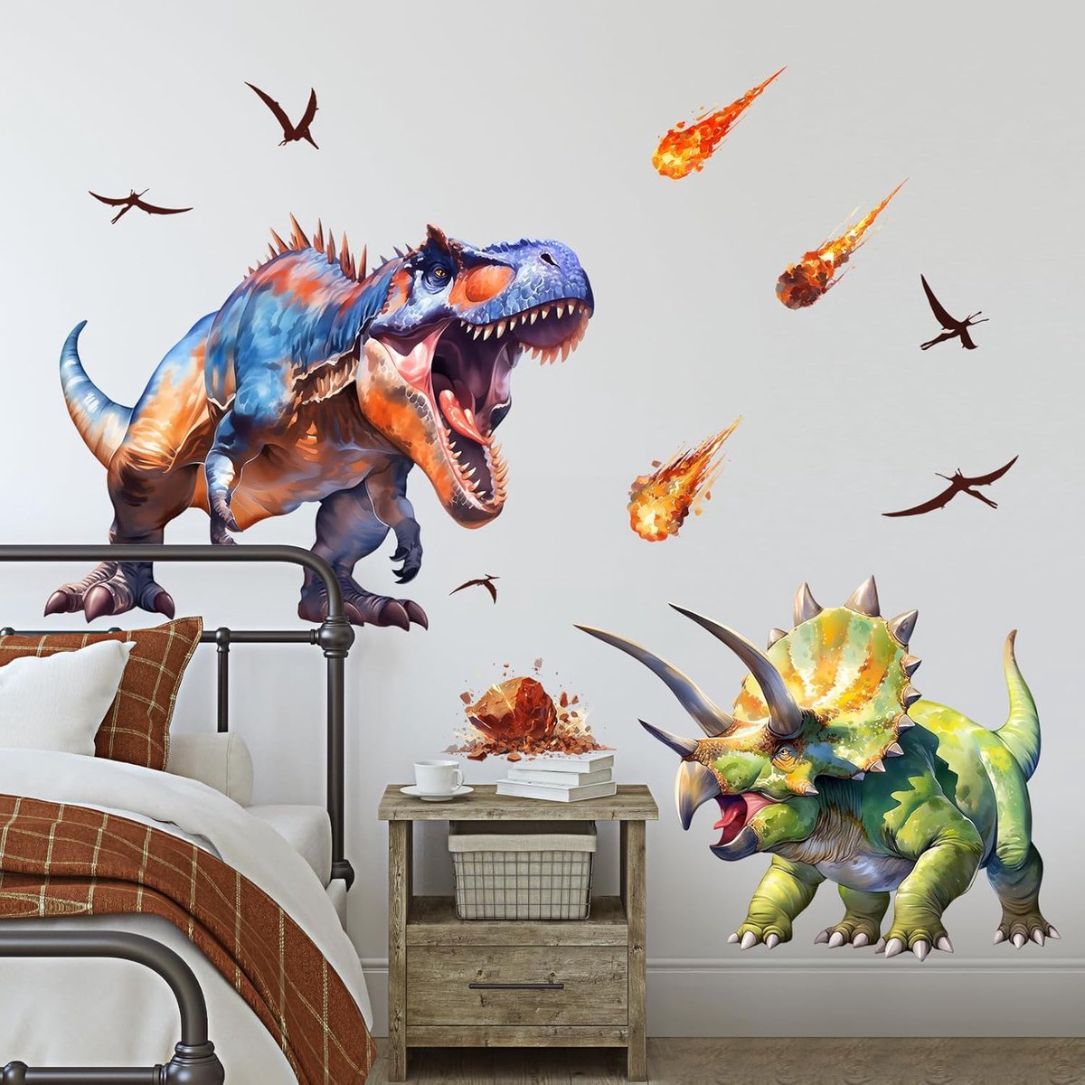 Supzone Muursticker Dinosaurus Kinderen XXL (118 x 80 cm) Grote Muursticker Tyrannosaurus Rex Decoratie Slaapkamer - ShopVlot