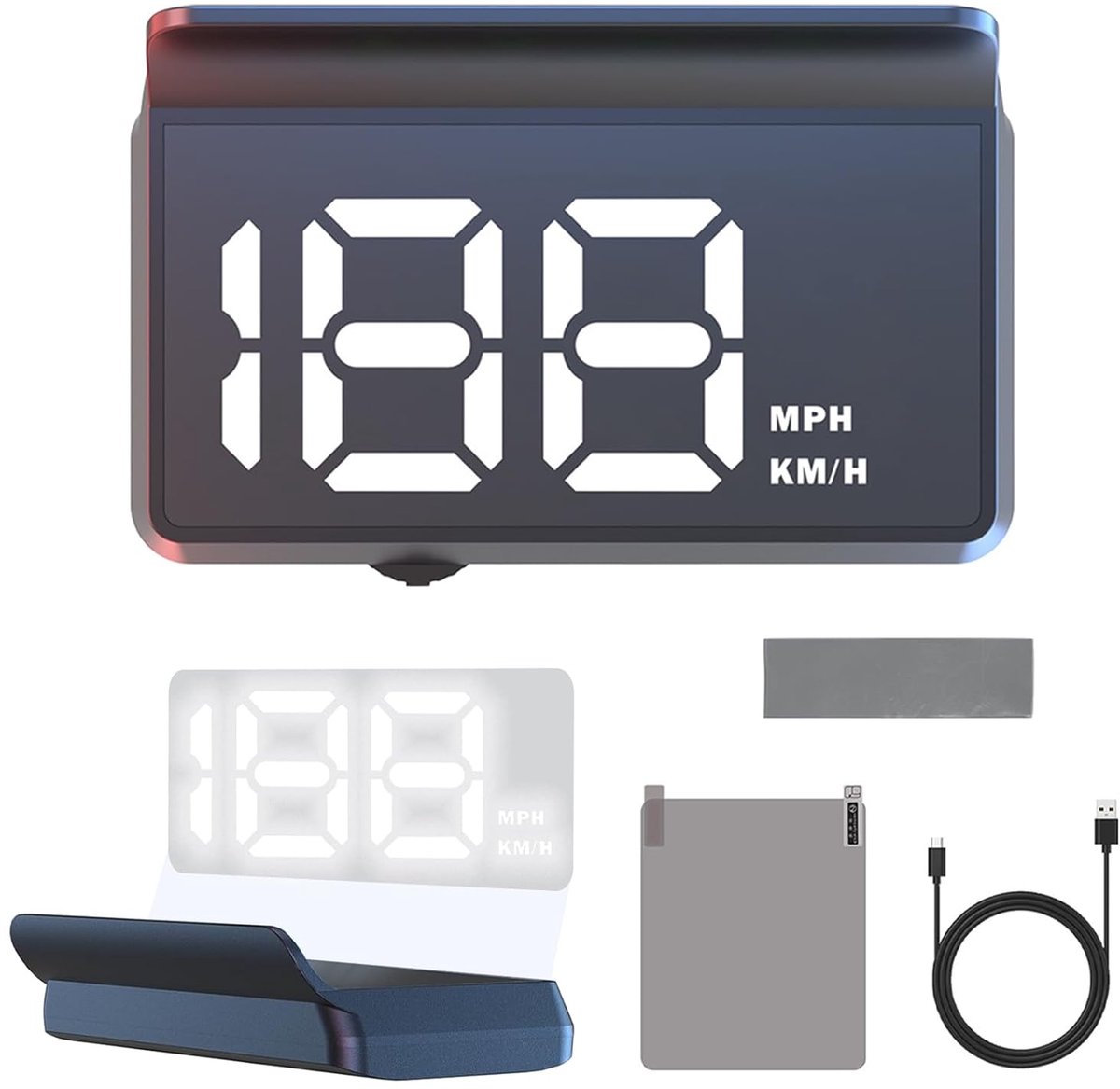 SnelShoppen - HhBdy Head Up Display Auto - Digitale Snelheidsmeter GPS met Plug-and-Play USB, 9 cm Universeel Display in Wit Licht voor Alle Voertuigt