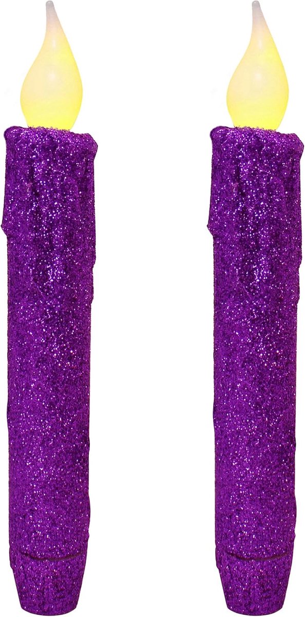 CVHOMEDECO. Glitter Flameless Candles Flickering Battery Powered LED Taper Candles with Timer for Home, Wedding - ShopVlot