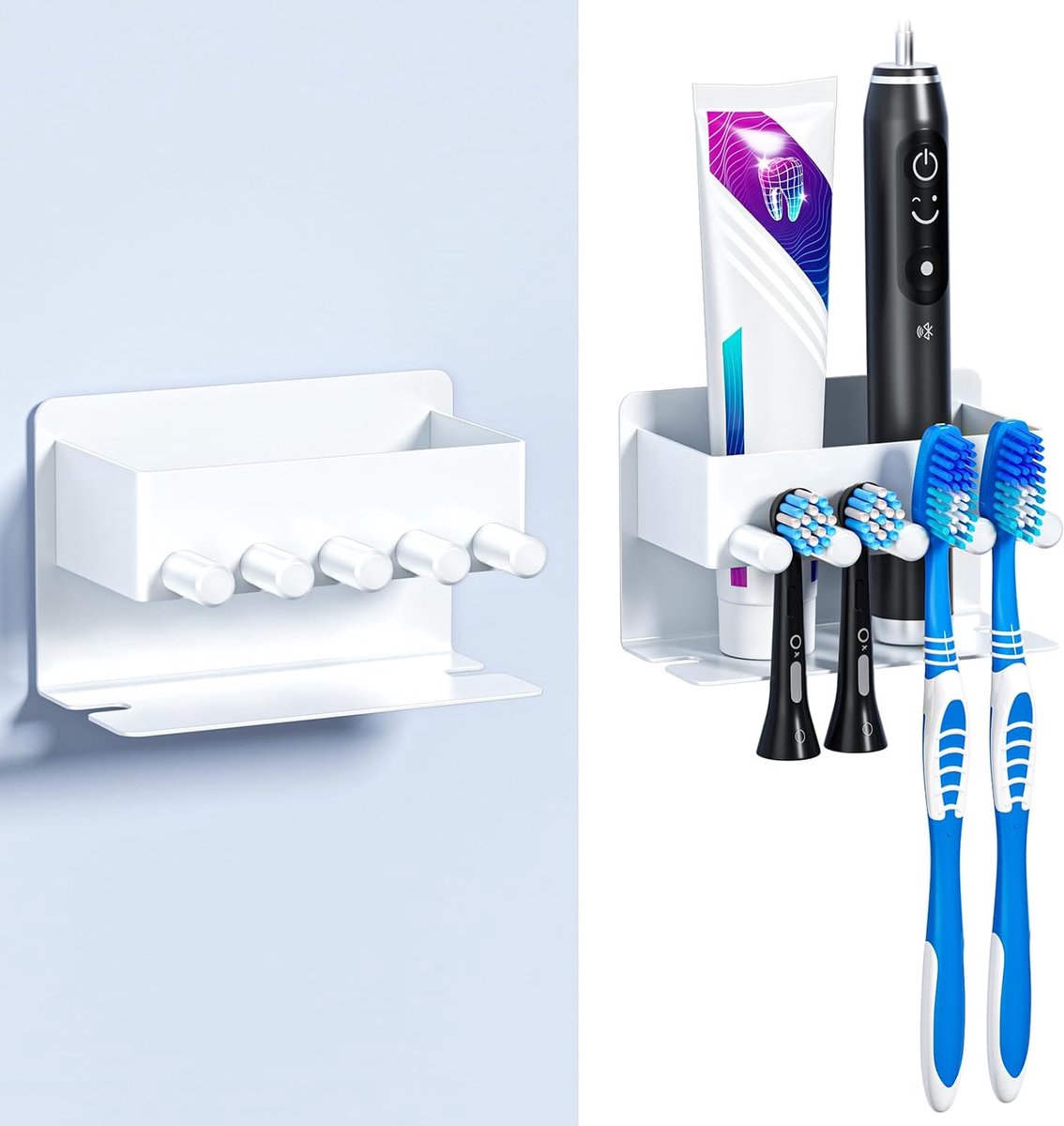 Toothbrush Holder Wall Electric Toothbrush Holder No Drilling, Brush Head Holder, Toothbrush Head Holder for Bathroom - ShopVlot