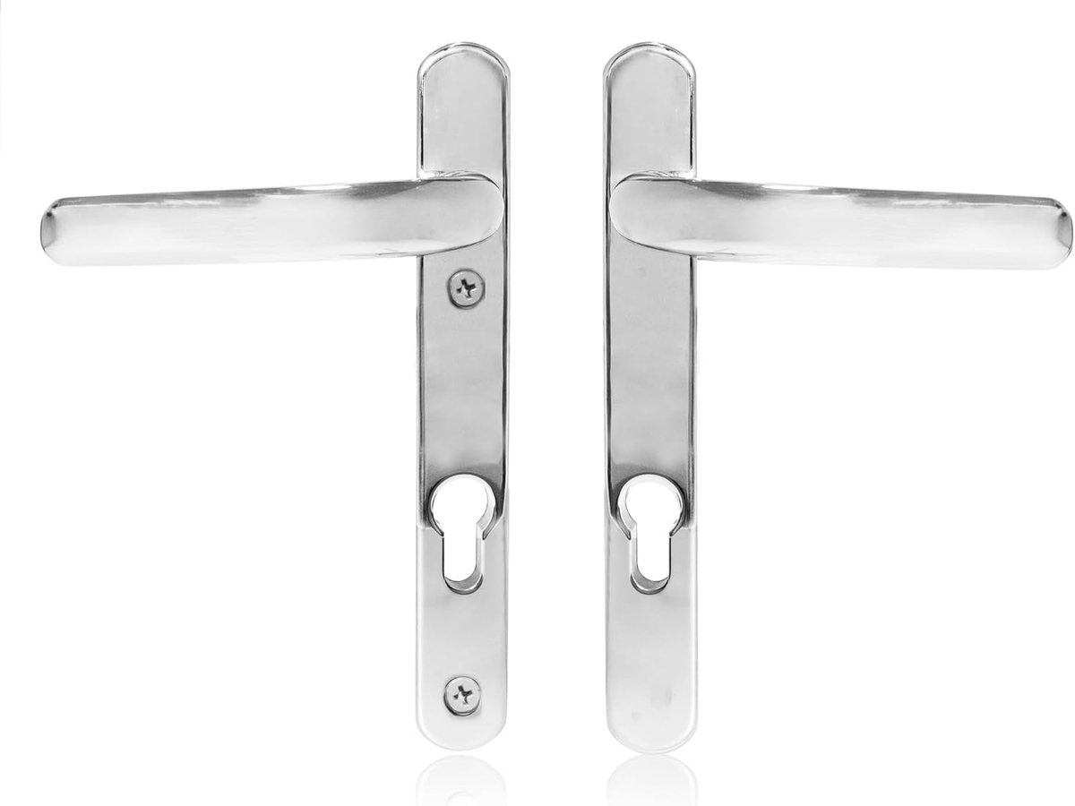Ultra UPVC Door Handle Suspension 92PZ 122mm Screws Center, Double Glazing, Pair, Silver - ShopVlot