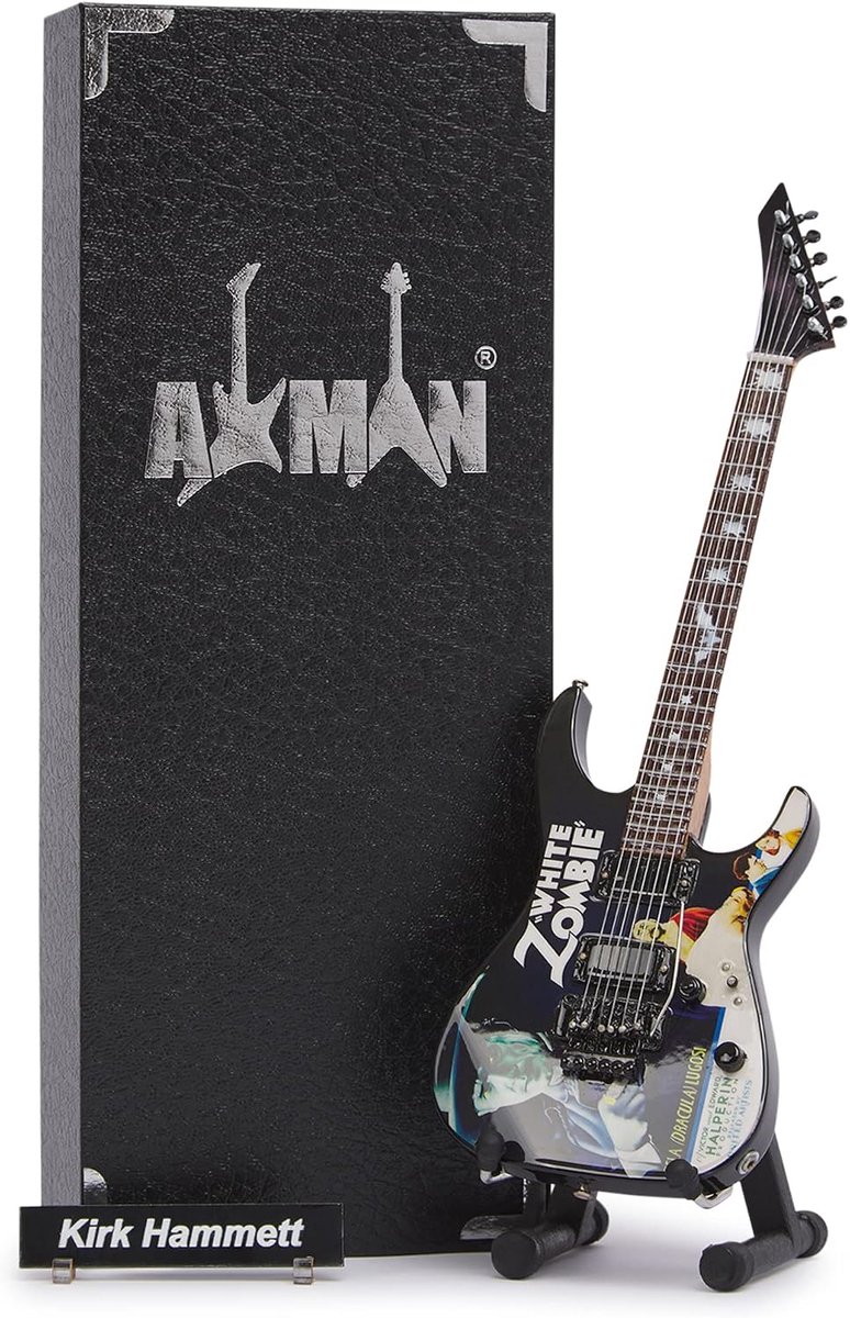 Axman Kirk Hammet Miniature Guitar Replica - Music Gifts - Handmade Ornamental 1/4 Scale - Includes Display Box - ShopVlot