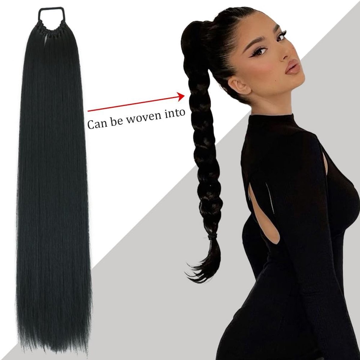 60 cm Ponytail Extensions, Straight Natural Hair Ponytail Hairpiece Ponytail Hairpiece for Women, Brown and Blonde - ShopVlot