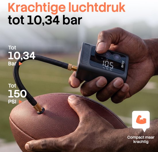 Brixy Elektrische Fietspomp XS - 128 Gram - Draagbaar - Tot 10.34 Bar - Mini Luchtcompressor - Oplaadbaar - Fiets, E-Bike, Scooter & Motor - Zwart van brixy — afbeelding 5