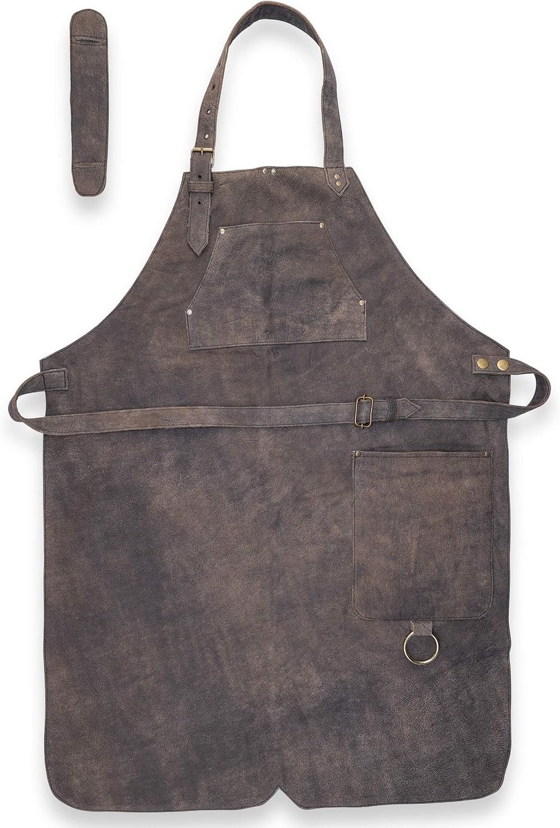 Angus Stoke Henry Leather BBQ Apron - Vintage Leather Apron - Unisex Adults - Brown - ShopVlot