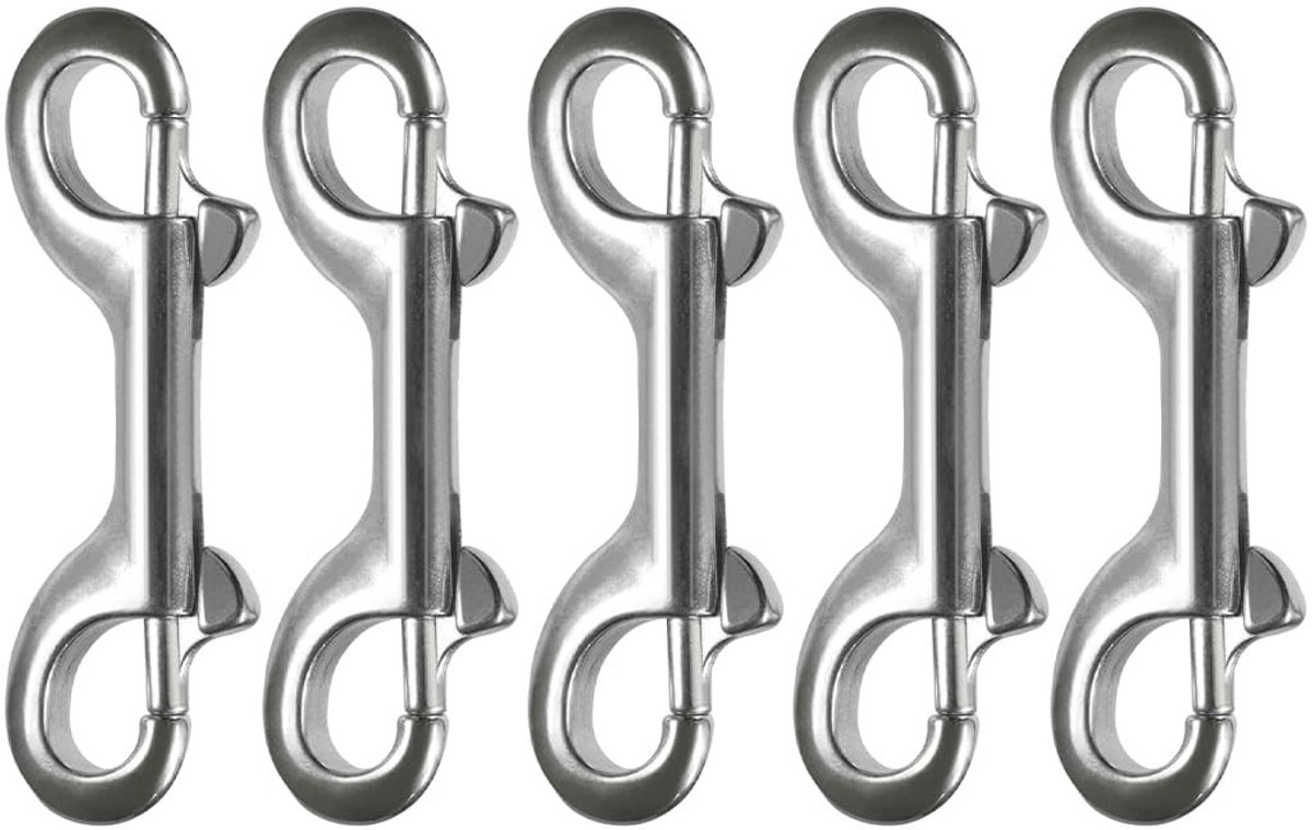 Solidchoice - Set van 5 Dubbele Carabiner Haken van RVS