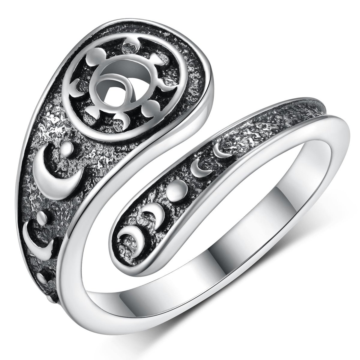 Solidchoice - Sterling Zilveren Ring met Maanfase Ontwerp als Gelukssieraad