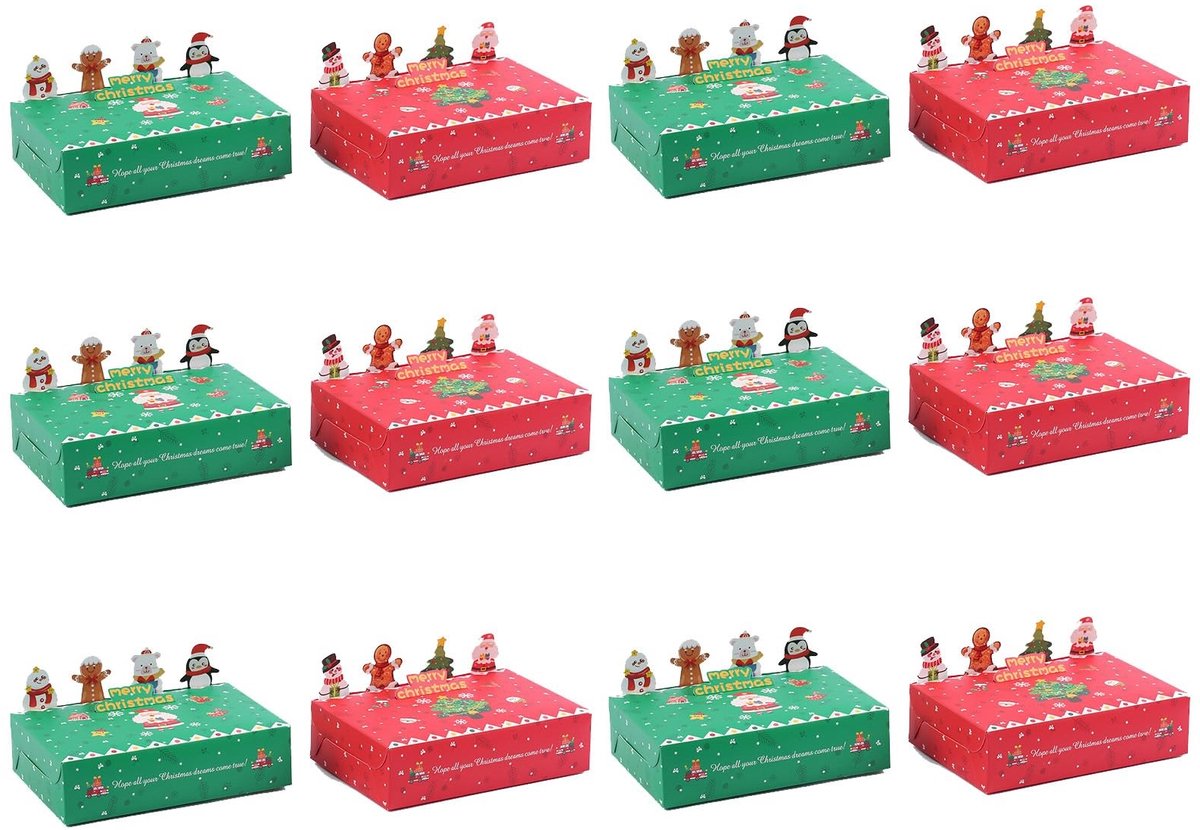 Solidchoice - Set van 12 Kerst Cadeauboxen van Karton